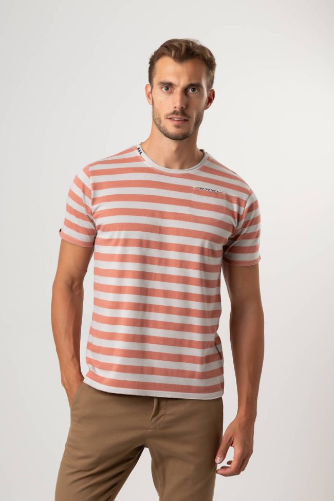 one & way T-shirt Herren One & Way Slim Streifen 100% Baumwolle Kurze Ärmel