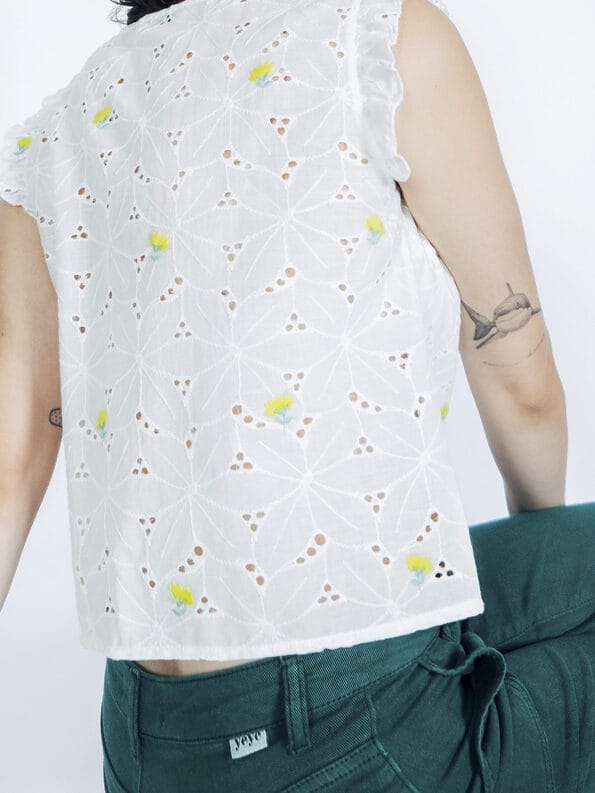 Mademoiselle YéYé Broderie Anglaise Top Mit Stickerei Aus Baumwolle