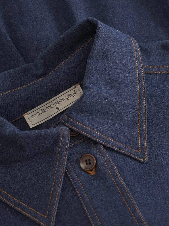 Mademoiselle YéYé Jeans Bluse Mit Ballonärmeln Aus Bio-Baumwolle