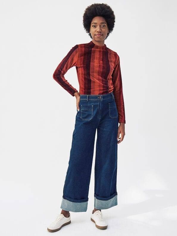 Mademoiselle YéYé Jeans Hose mit breitem Saumaufschlag aus Bio-Baumwolle