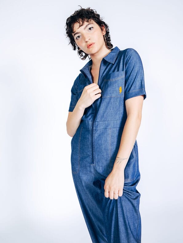 Mademoiselle YéYé Jeans Jumpsuit Mit Reißverschluß Aus Bio-Baumwolle