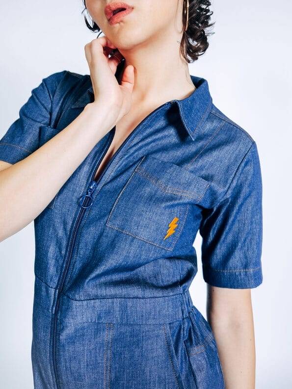 Mademoiselle YéYé Jeans Jumpsuit Mit Reißverschluß Aus Bio-Baumwolle