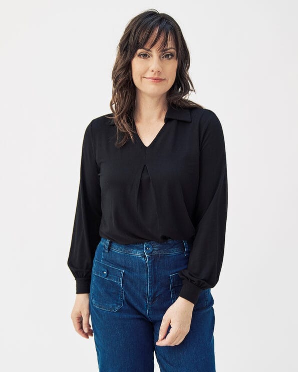 Mademoiselle YéYé Jersey Bluse mit Kellerfalte aus Ecovero by Lenzing