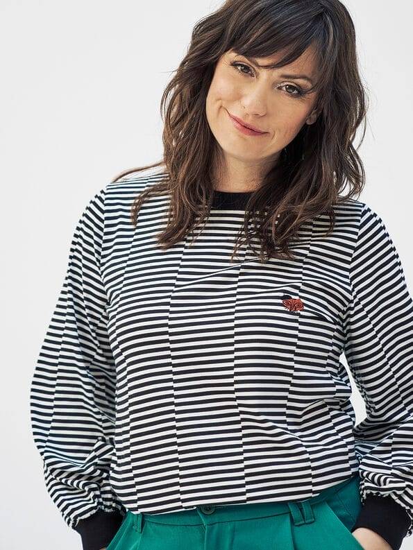 Mademoiselle YéYé Leichter Sweater mit Stickerei aus Bio-Baumwolle