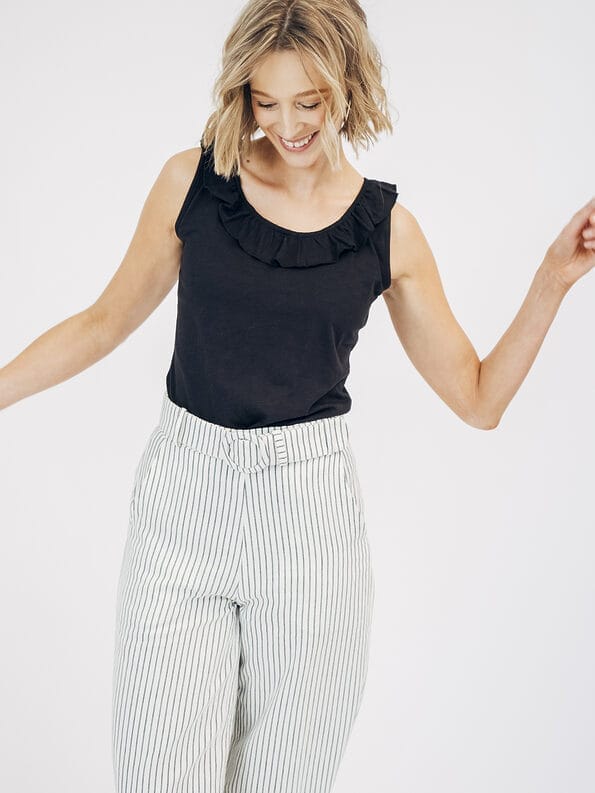 Mademoiselle YéYé Nadelstreifen Hose Mit Gürtel Aus Bio-Baumwolle