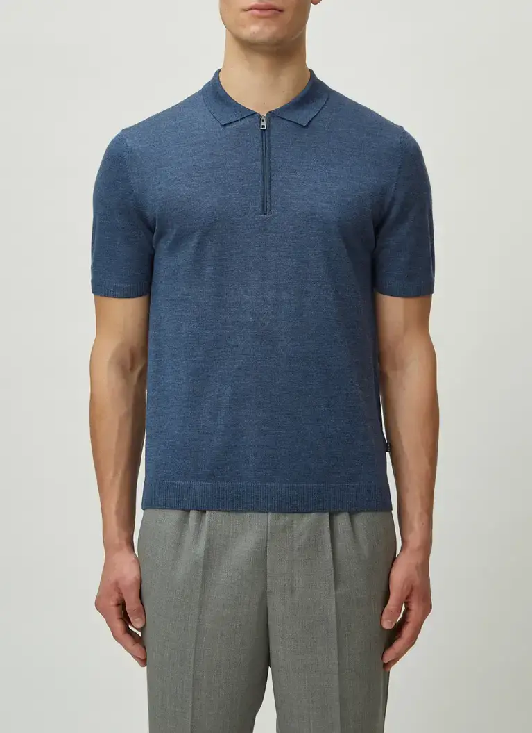 Maerz Muenchen Zipper Polohemd100% MerinowolleArt. Nr. 406400-382