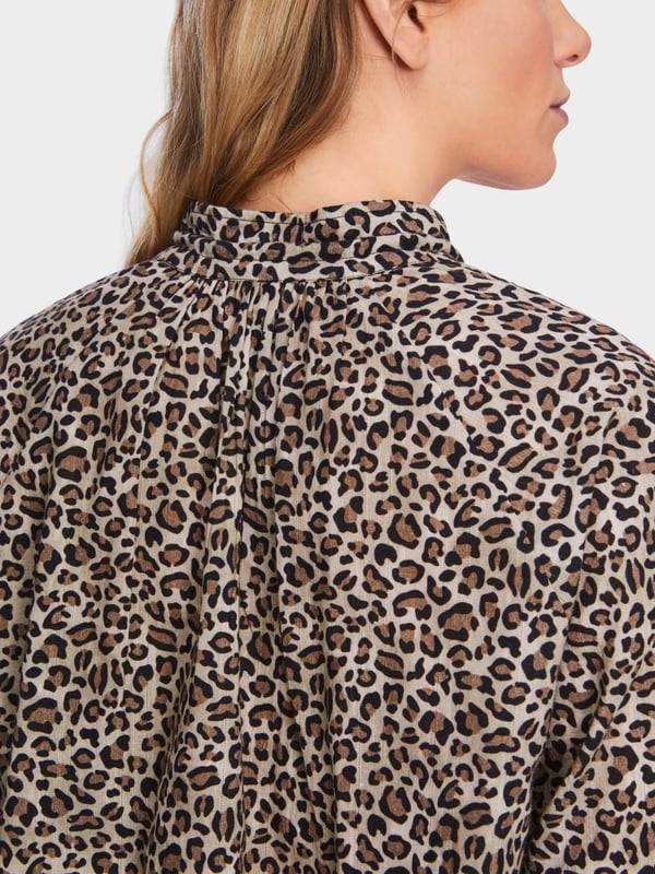 Marc Cain Baumwoll-Bluse Mit Leo-Print