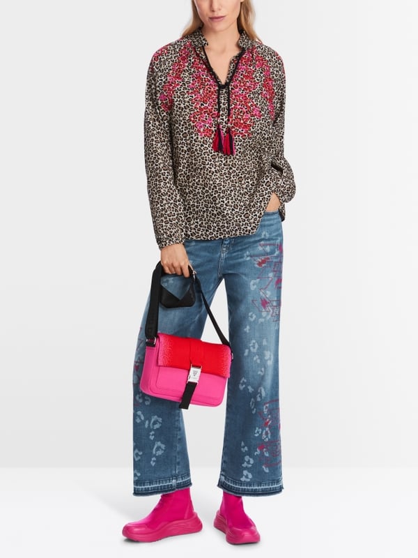 Marc Cain Baumwoll-Bluse mit Leo-Print