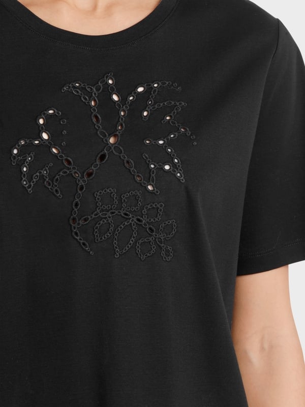 Marc Cain Baumwoll-T-Shirt Mit Lochstickerei