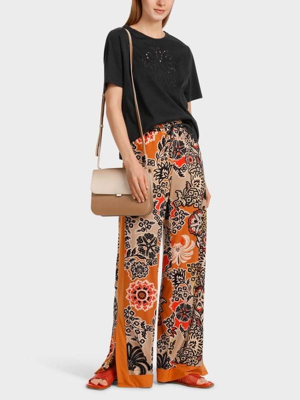 Marc Cain Baumwoll-T-Shirt mit Lochstickerei