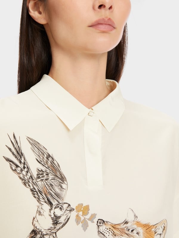 Marc Cain Bluse Mit Polokragen Und Print