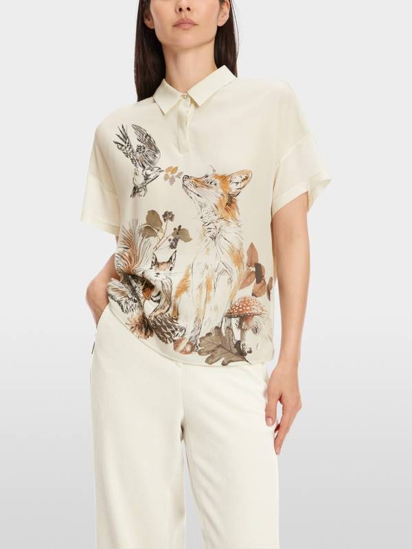Marc Cain Bluse Mit Polokragen Und Print