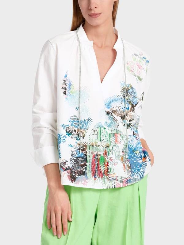 Marc Cain Bluse Mit Print Und Applikationen