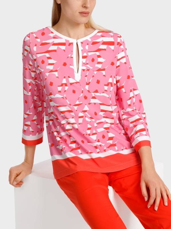 Marc Cain Elegante Bluse Mit Overprint