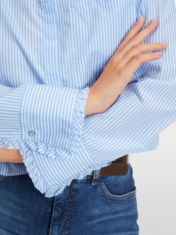 Marc Cain Gestreifte Bluse Aus Reiner Baumwolle