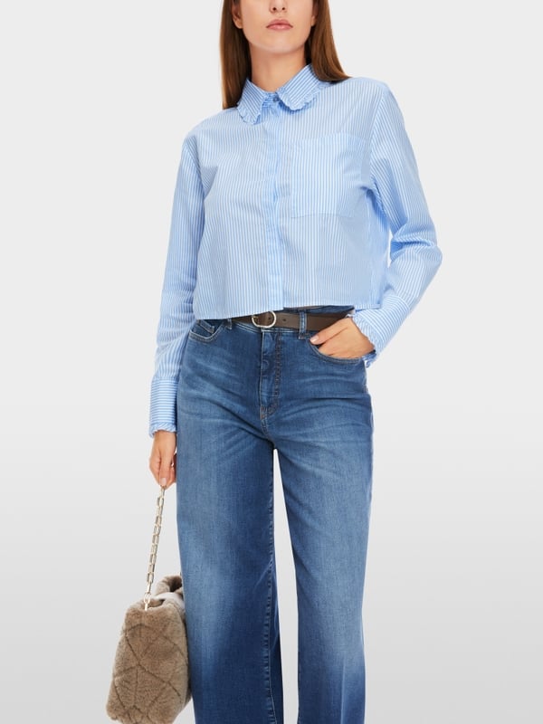 Marc Cain Gestreifte Bluse Aus Reiner Baumwolle