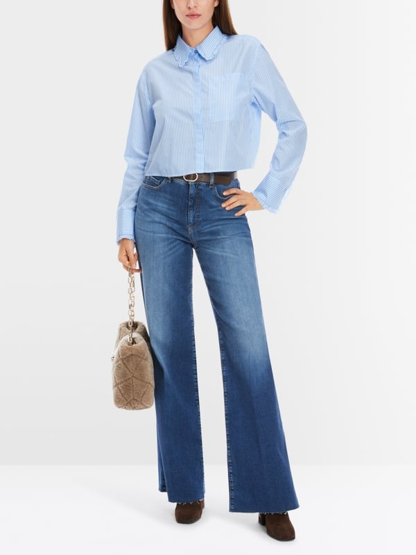 Marc Cain Gestreifte Bluse aus reiner Baumwolle