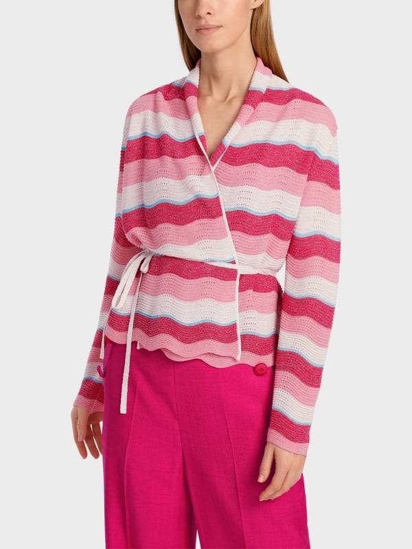 Marc Cain Gestreifter Cardigan Im Wellenmuster