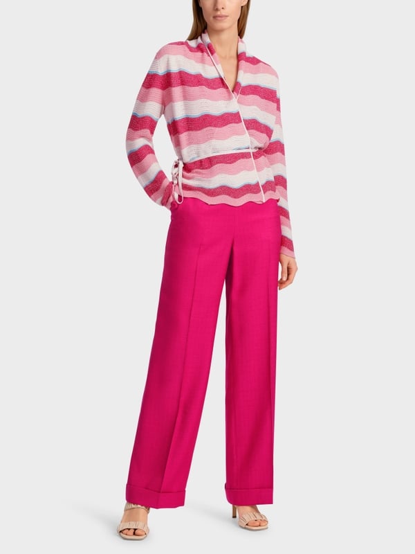 Marc Cain Gestreifter Cardigan im Wellenmuster