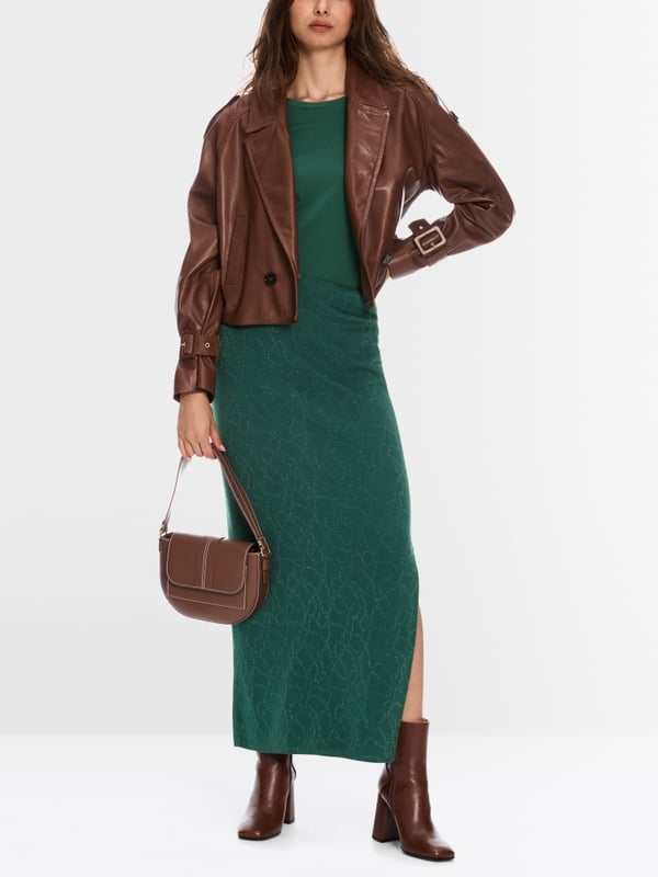 Marc Cain Glänzender Maxirock "Rethink Together"