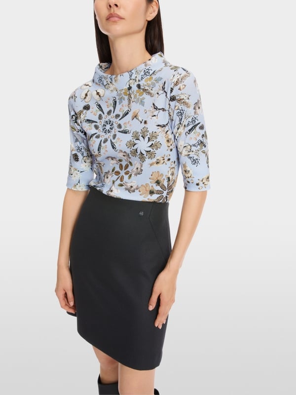 Marc Cain Körpernahes T-Shirt In Baumwollripp