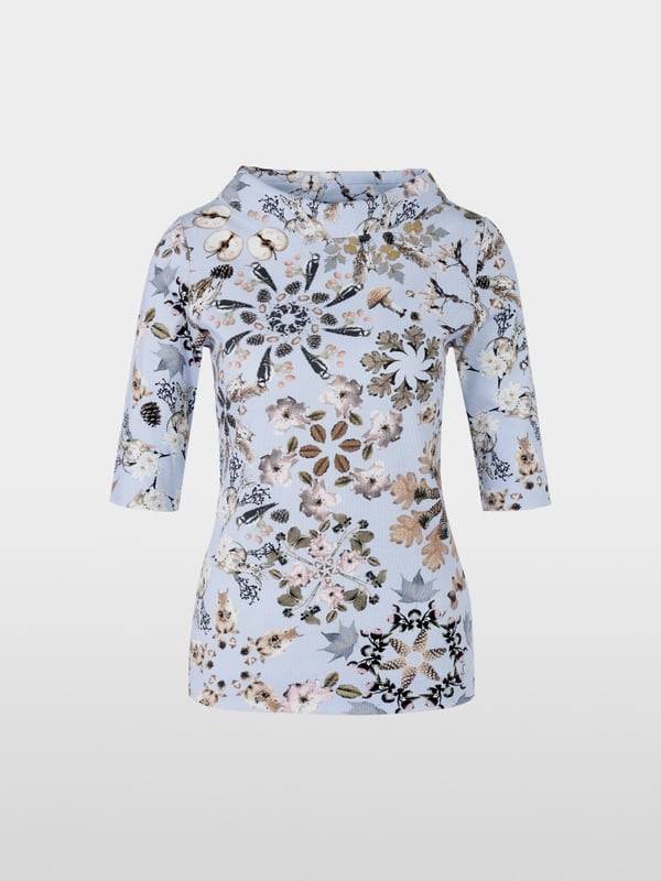 Marc Cain Körpernahes T-Shirt In Baumwollripp