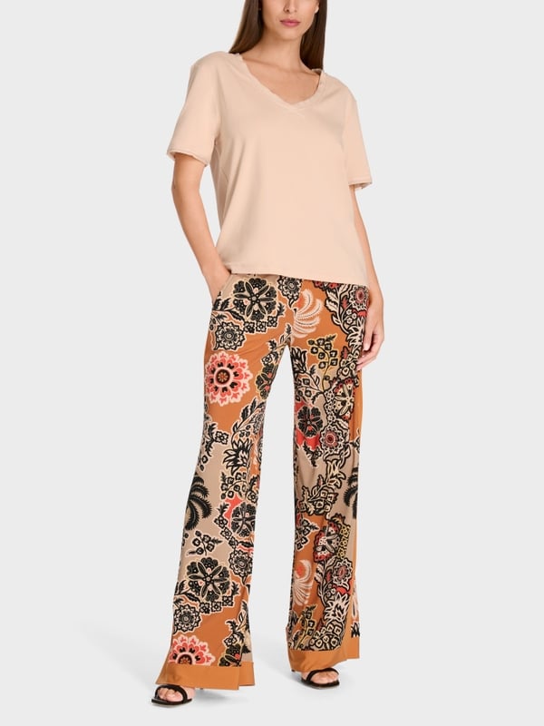 Marc Cain Kurzarm-T-Shirt mit V-Ausschnitt