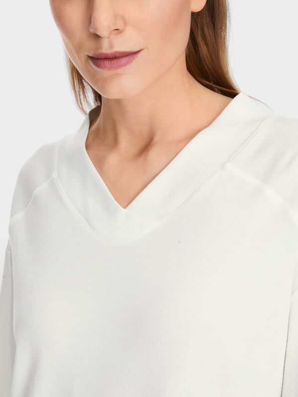 Marc Cain Langärmeliges T-Shirt Aus Baumwoll-Ripp