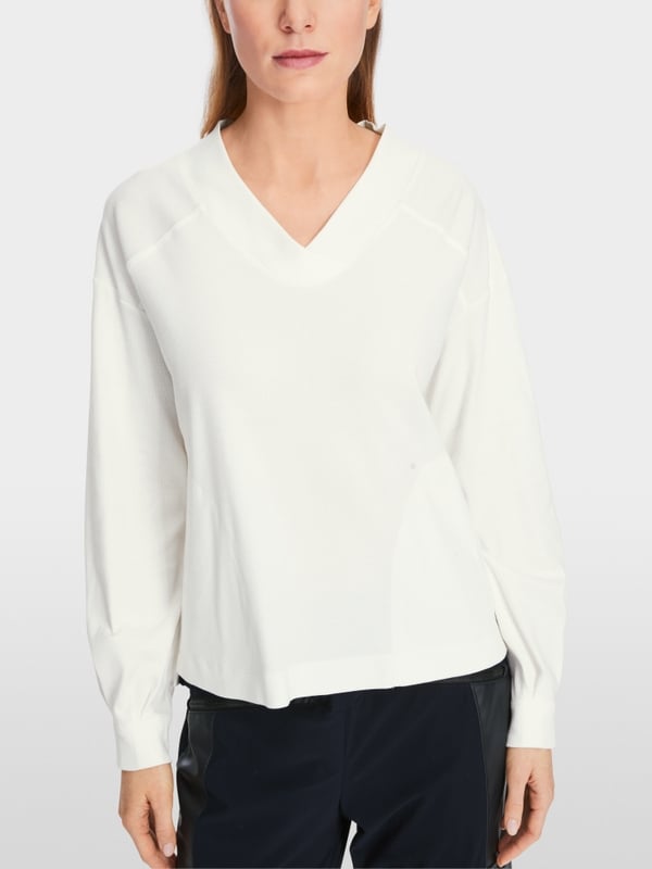 Marc Cain Langärmeliges T-Shirt Aus Baumwoll-Ripp