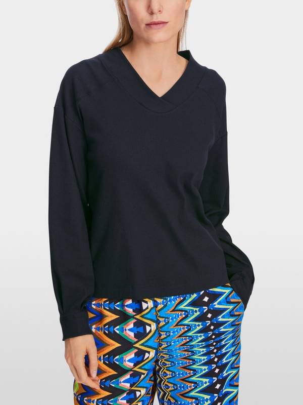 Marc Cain Langärmeliges T-Shirt Aus Baumwoll-Ripp