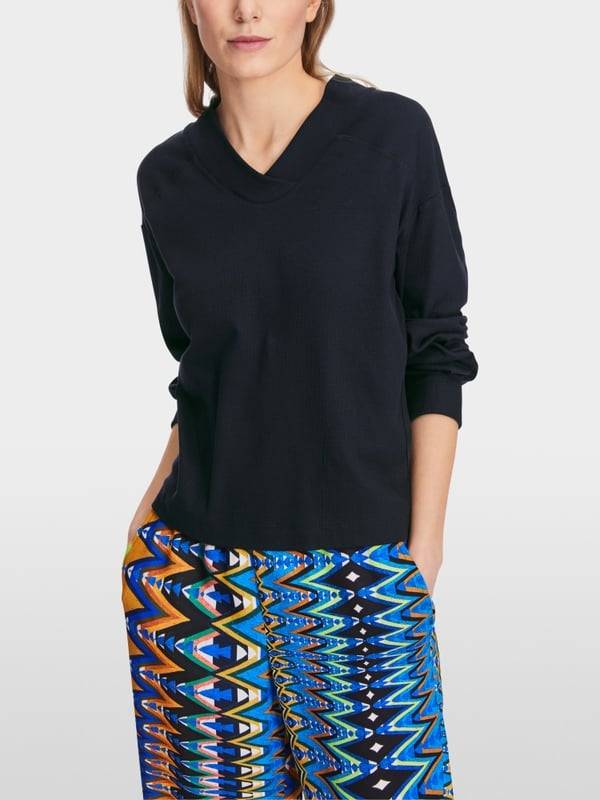 Marc Cain Langärmeliges T-Shirt Aus Baumwoll-Ripp