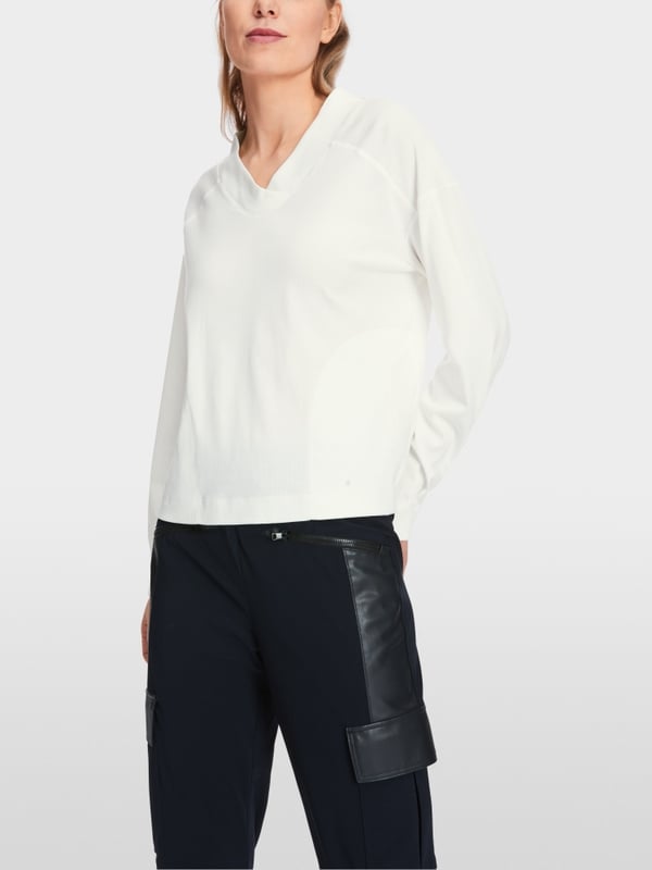 Marc Cain Langärmeliges T-Shirt Aus Baumwoll-Ripp