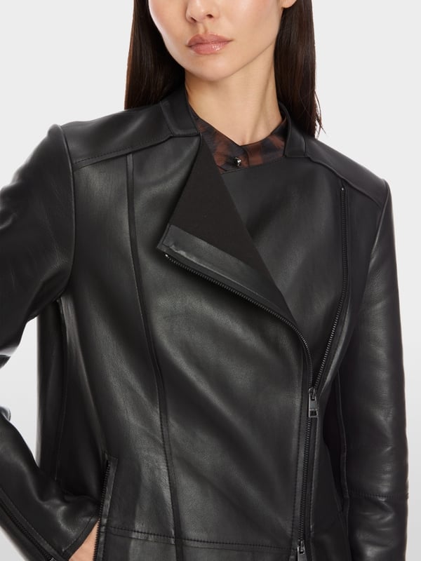 Marc Cain Lange Lederjacke Mit Zipp