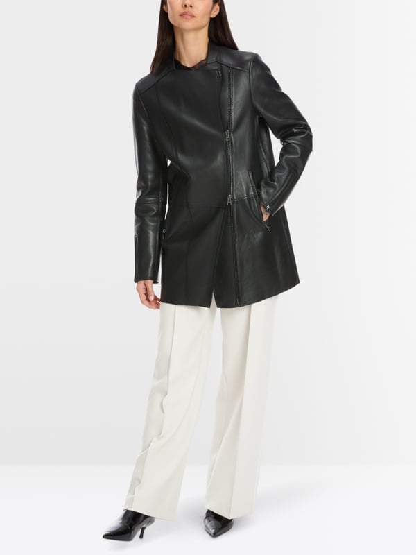 Marc Cain Lange Lederjacke Mit Zipp