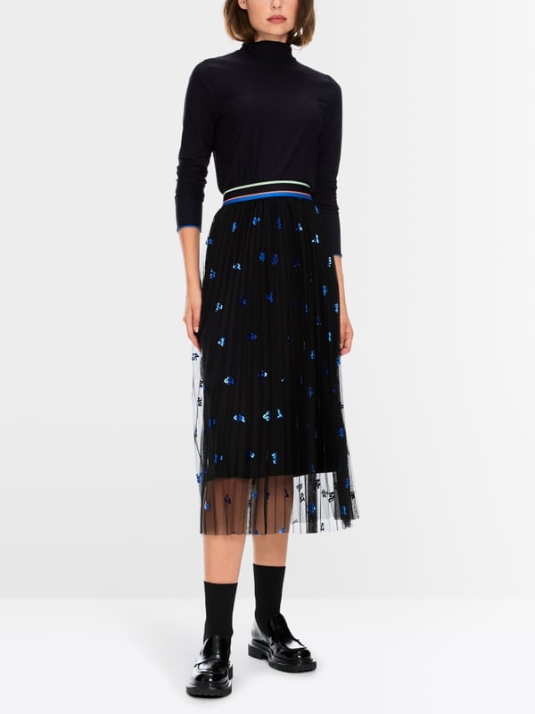 Marc Cain Midi-Plissee-Rock in Tüll