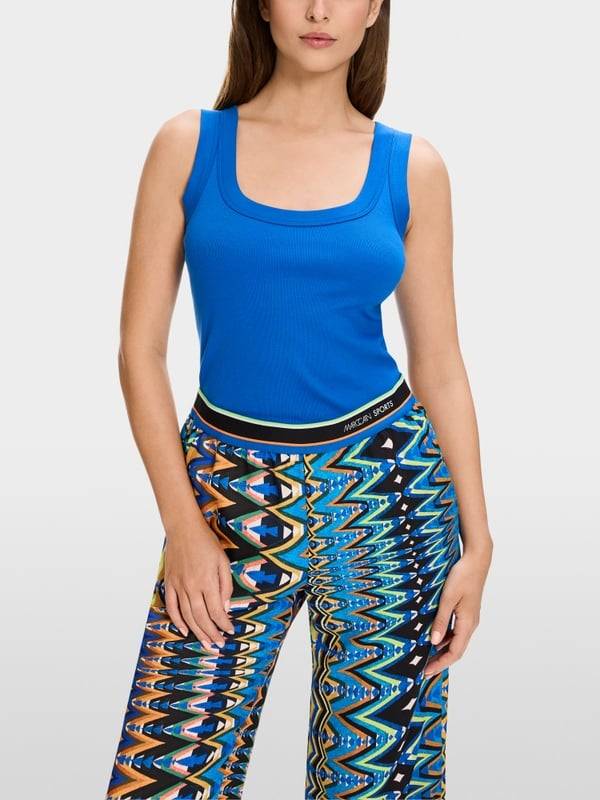 Marc Cain Schmales ärmelloses Top In Baumwoll-Ripp