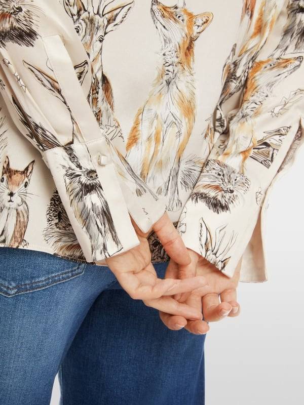 Marc Cain Seidenbluse Mit Schluppe & Alloverprint