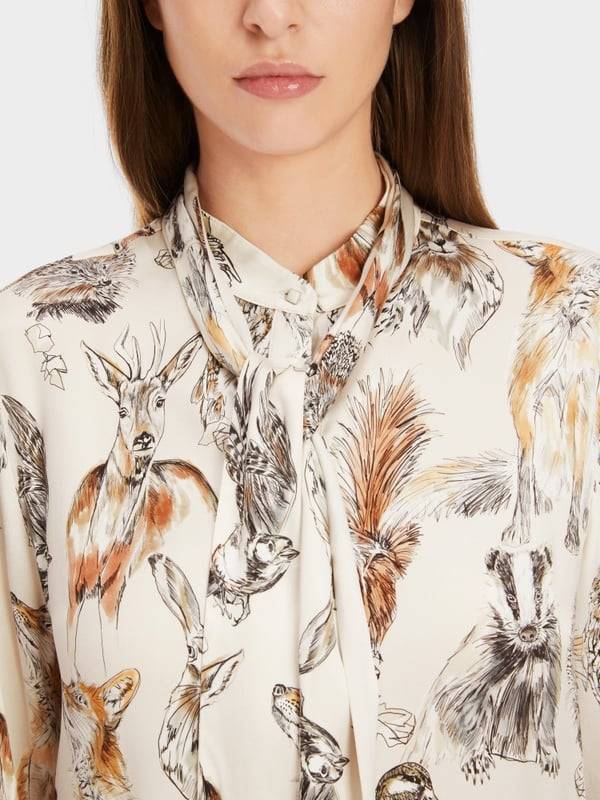 Marc Cain Seidenbluse Mit Schluppe & Alloverprint