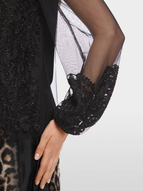 Marc Cain Spitzen-Bluse Mit Perlen-Stickerei