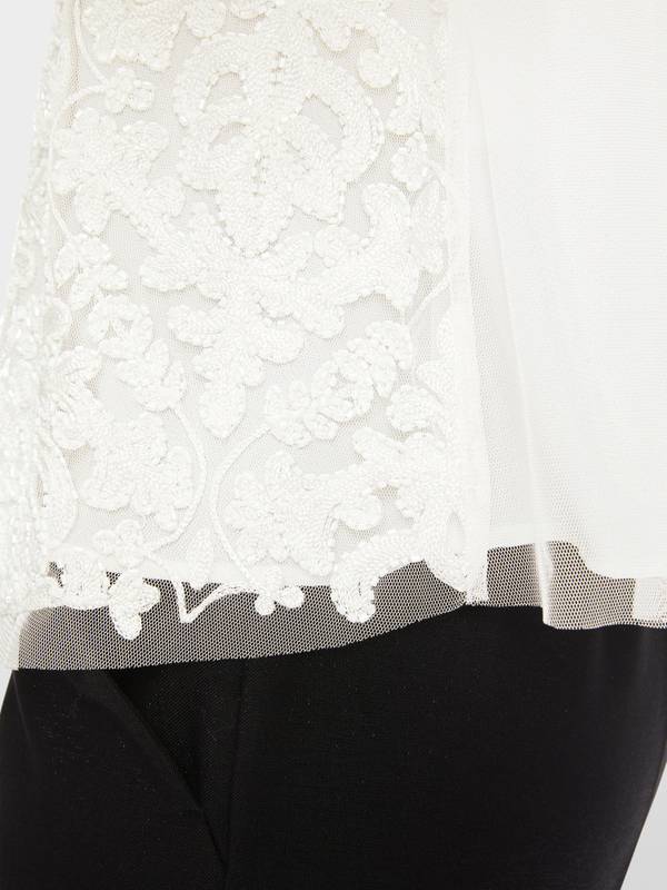 Marc Cain Spitzen-Bluse Mit Perlen-Stickerei