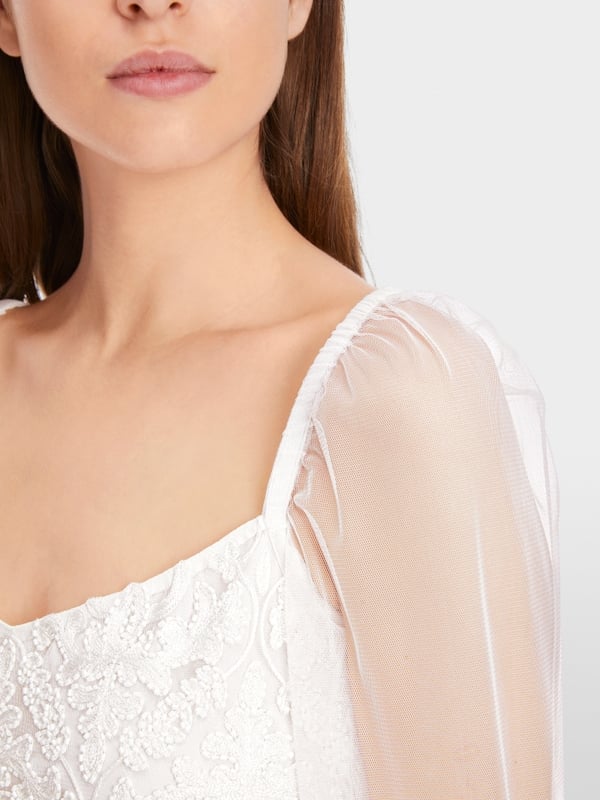 Marc Cain Spitzen-Bluse Mit Perlen-Stickerei