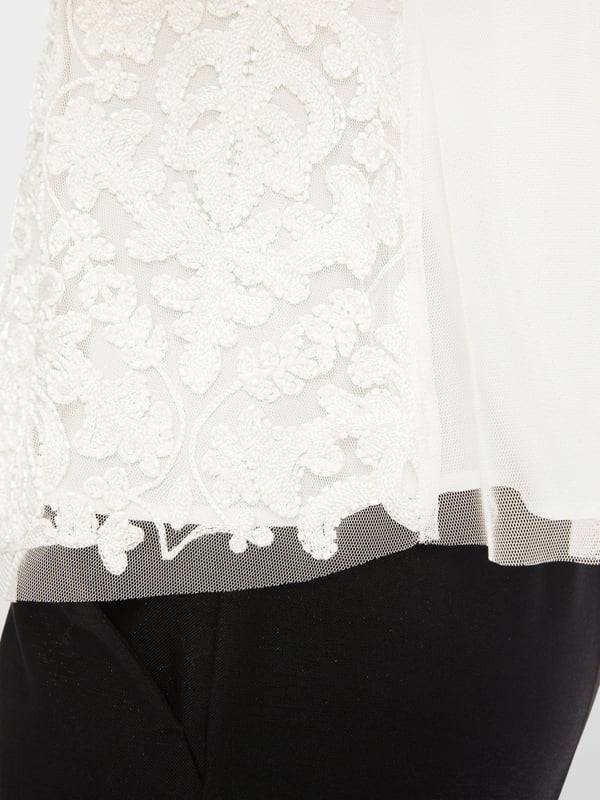 Marc Cain Spitzen-Bluse Mit Perlen-Stickerei
