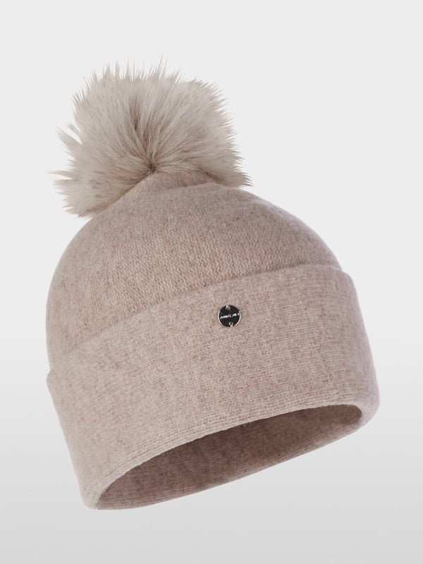 Marc Cain Strickmütze mit Fun Fur Pompon