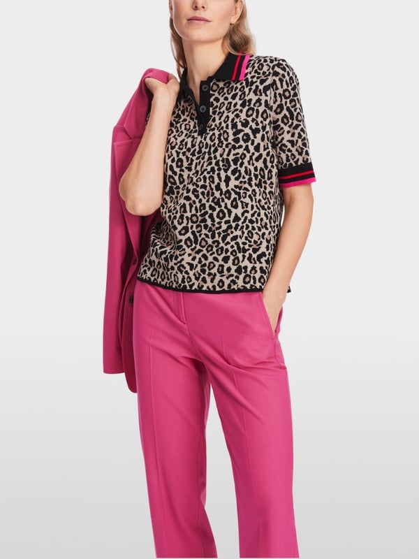 Marc Cain Sweater In Poloform - Knitted In Germany