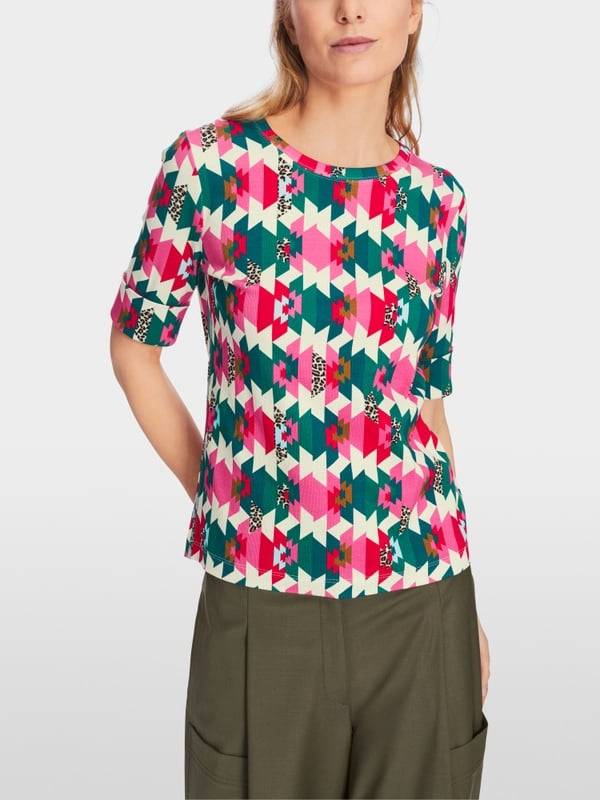 Marc Cain T-Shirt In Baumwoll-Ripp