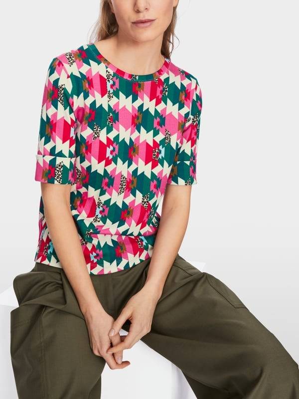 Marc Cain T-Shirt In Baumwoll-Ripp