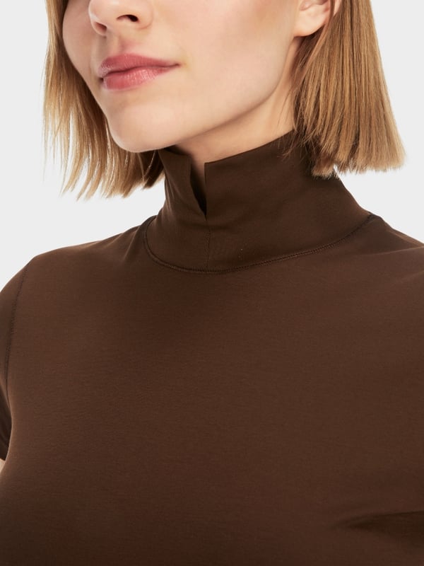 Marc Cain T-Shirt Mit Geschlitztem Mock-Neck