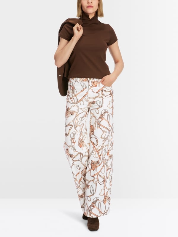 Marc Cain T-Shirt mit geschlitztem Mock-Neck