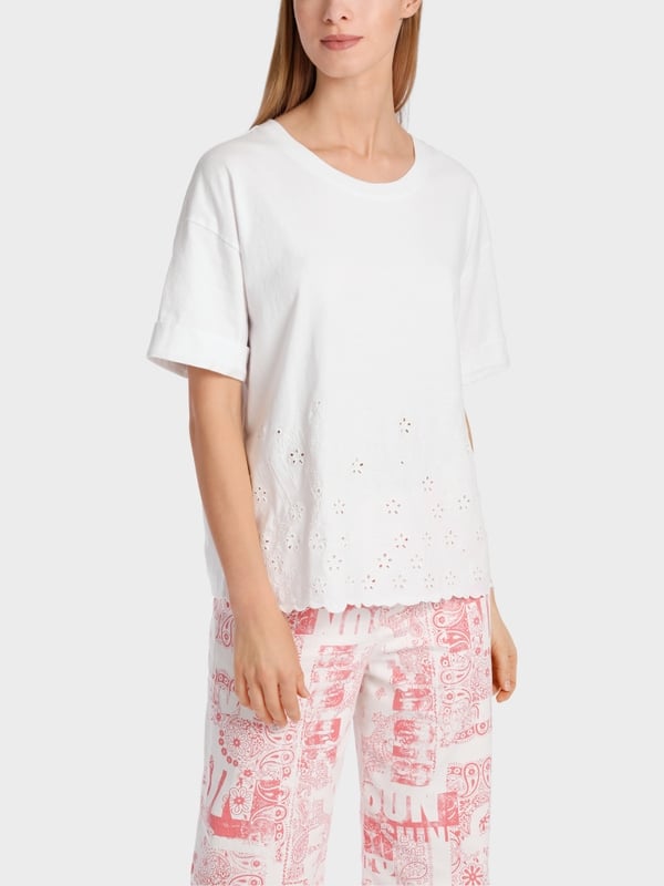 Marc Cain T-Shirt Mit Lochstickerei