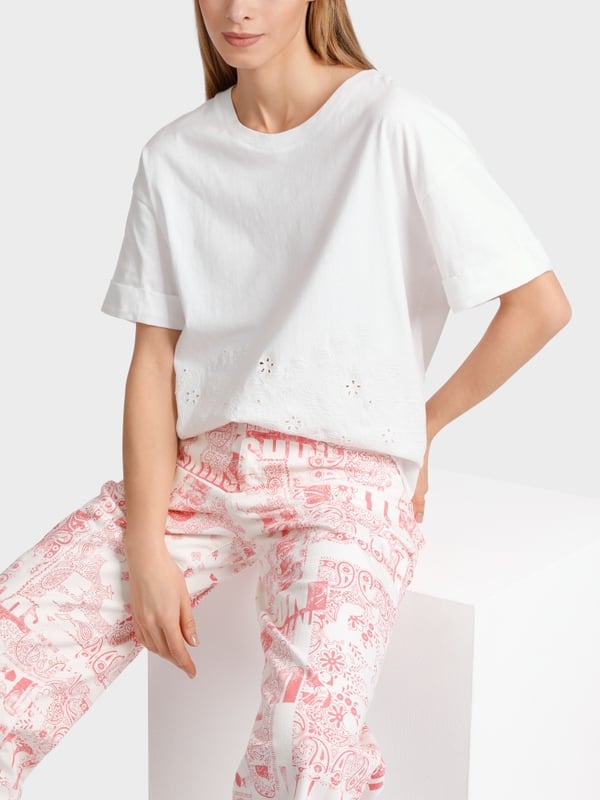 Marc Cain T-Shirt Mit Lochstickerei